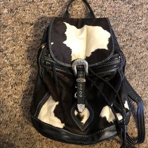 Leather cow hair backpack